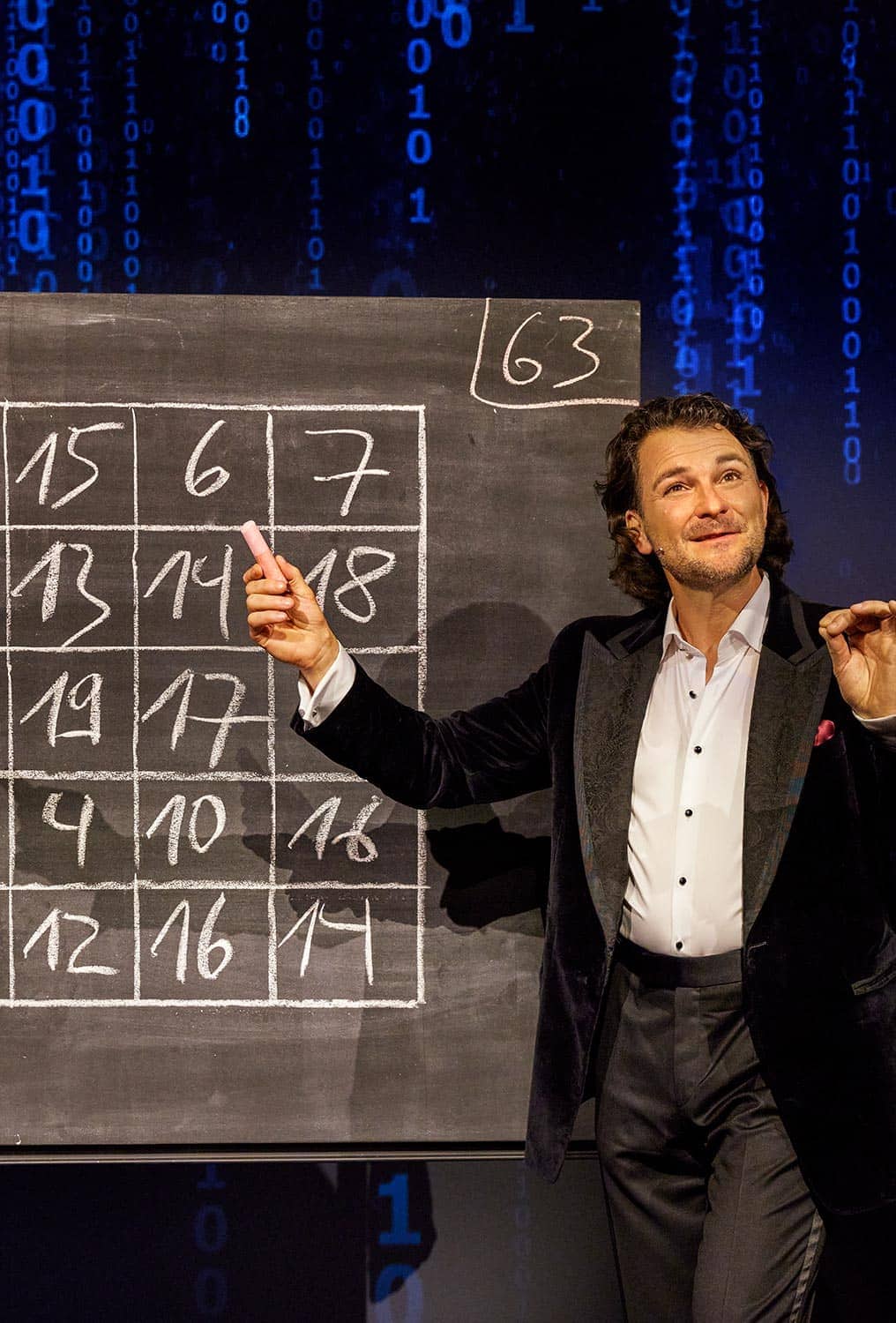 Thorsten Strotmann vor einer Tafel mit Zahlen